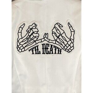 NWT Miss Selfridge Bride Til Death Skull Cropped White Jacket Sz 6 Rhinestones